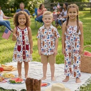 Western 4th of July Outfits | Scottish Highlanders and American Flag Button-up,